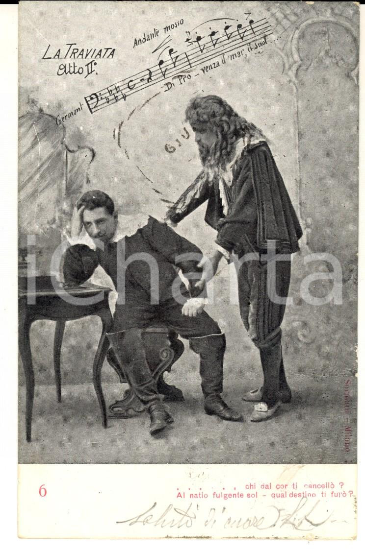 Cartolina originale da collezione 1904 LA TRAVIATA Atto II  Di Provenza il mar, il suol Cartolina postale FP VG 1