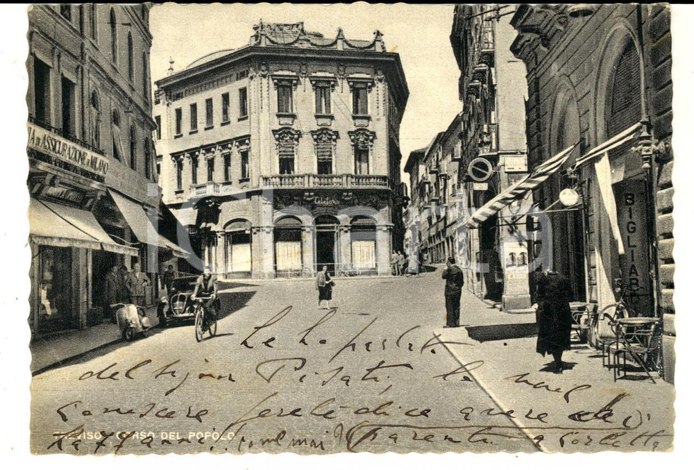 Cartolina originale da collezione 1953 TREVISO Veduta Corso del POPOLO Cartolina ANIMATA auto bici FG NV 1