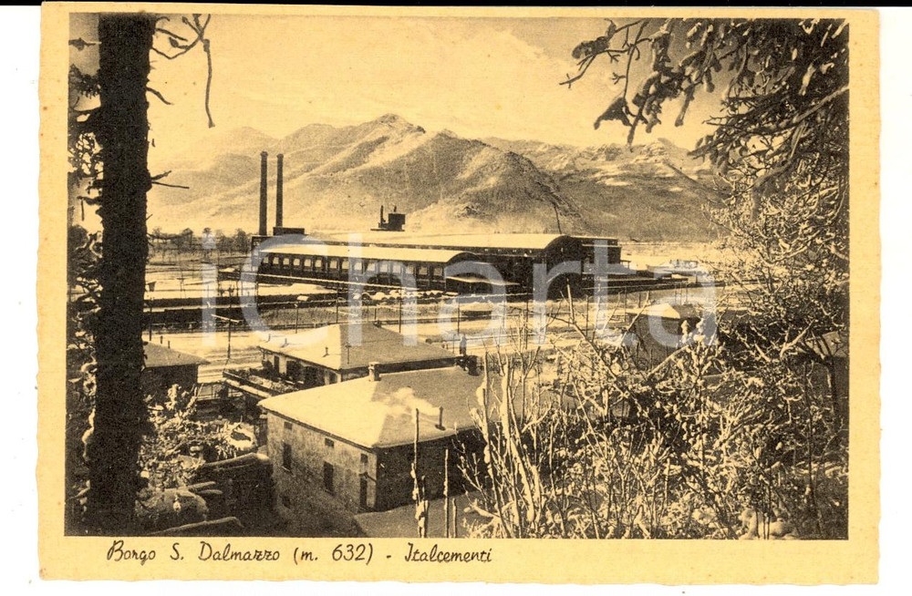 Cartolina originale da collezione 1940 ca BORGO SAN DALMAZZO CN Panorama con ITALCEMENTI Cartolina FG NV 1