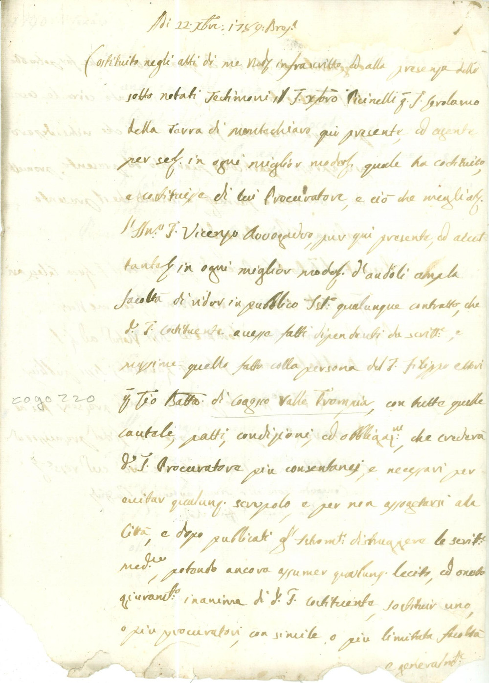 Documento originale, autentico 1790 COGOZZO BS Cristoforo PICINELLI nomina procuratore Vincenzo AVOGADRO 1