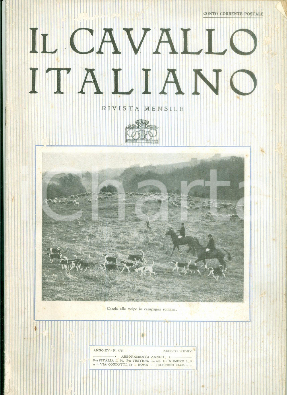 Giornale, rivista storica 1937 IL CAVALLO ITALIANO Riviste FISE Concorsi primavera NAPOLI FIRENZE TORINO 1