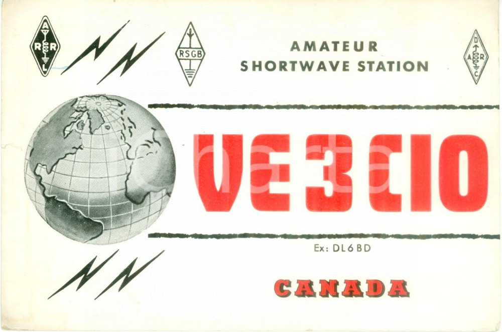 Cartolina originale da collezione 1961 CANADA Amateur Shortwave Station Radioamatori Cartolina QSL 1
