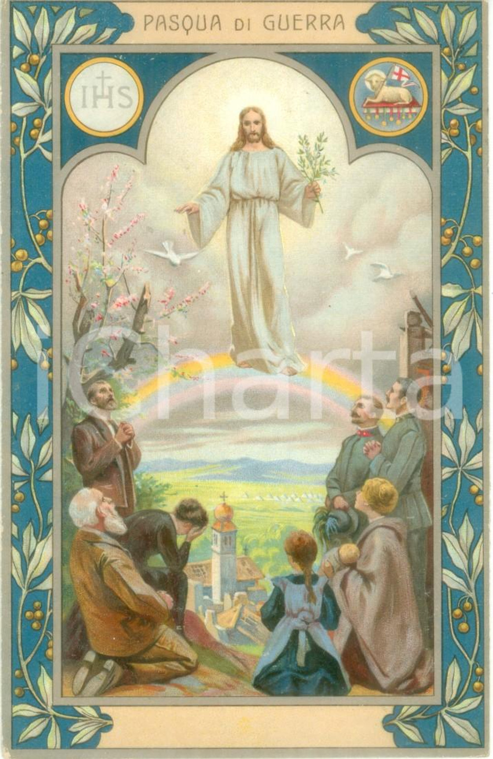 Cartolina originale da collezione 1941 ? WW2 Società  Gioventù Cattolica Italiana Pasqua di Guerra Cartolina FP NV 1