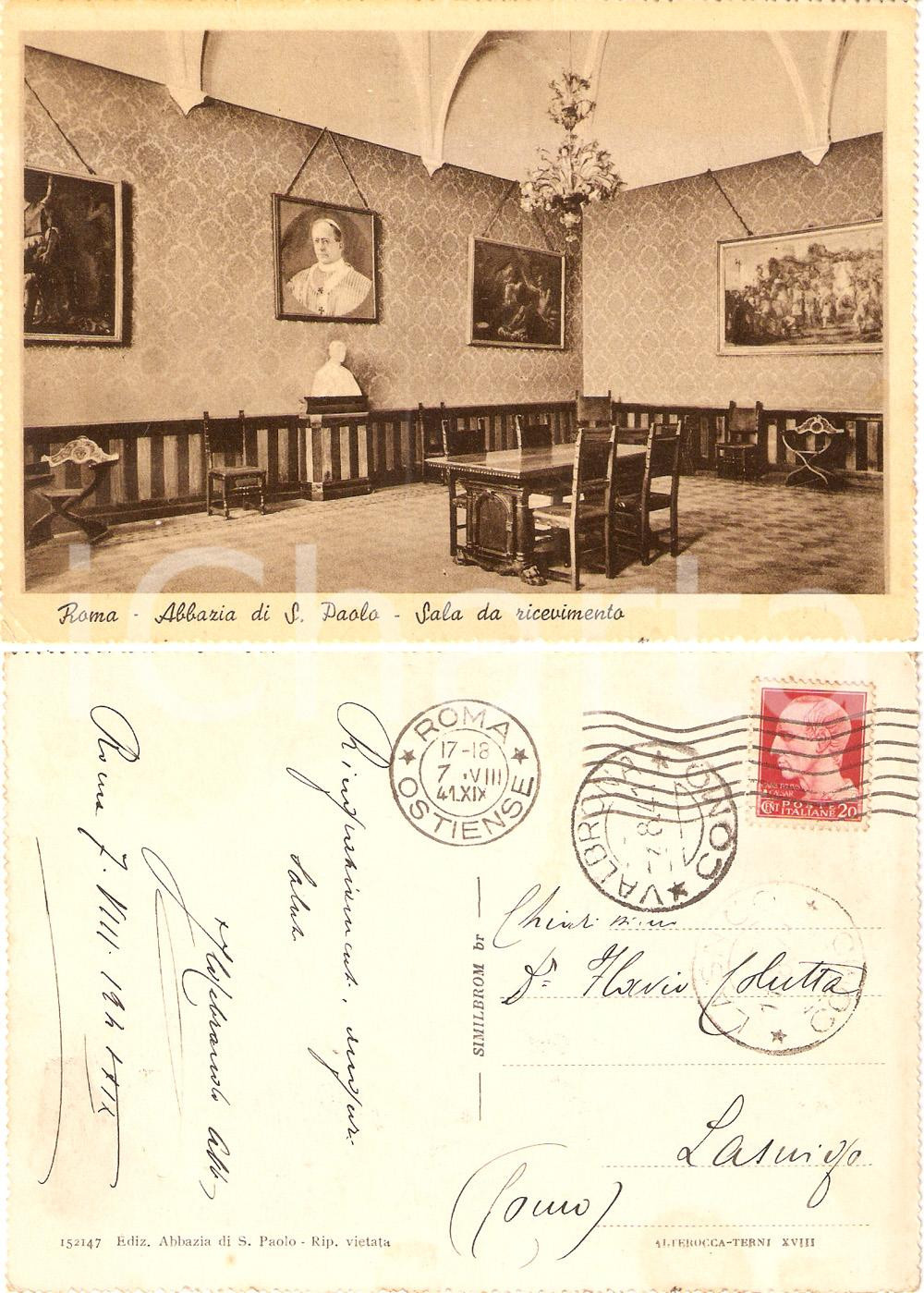 Autografo originale 1941 ROMA Abate Ildebrando GREGORI invia saluti da Abbazia SAN PAOLO AUTOGRAFO 1