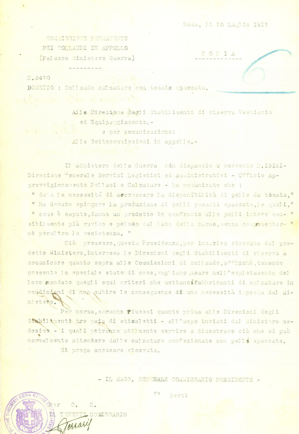 Documento originale, autentico 1917 ROMA WW1 Collaudi delle calzature in pelle pesante spaccata Documento 1