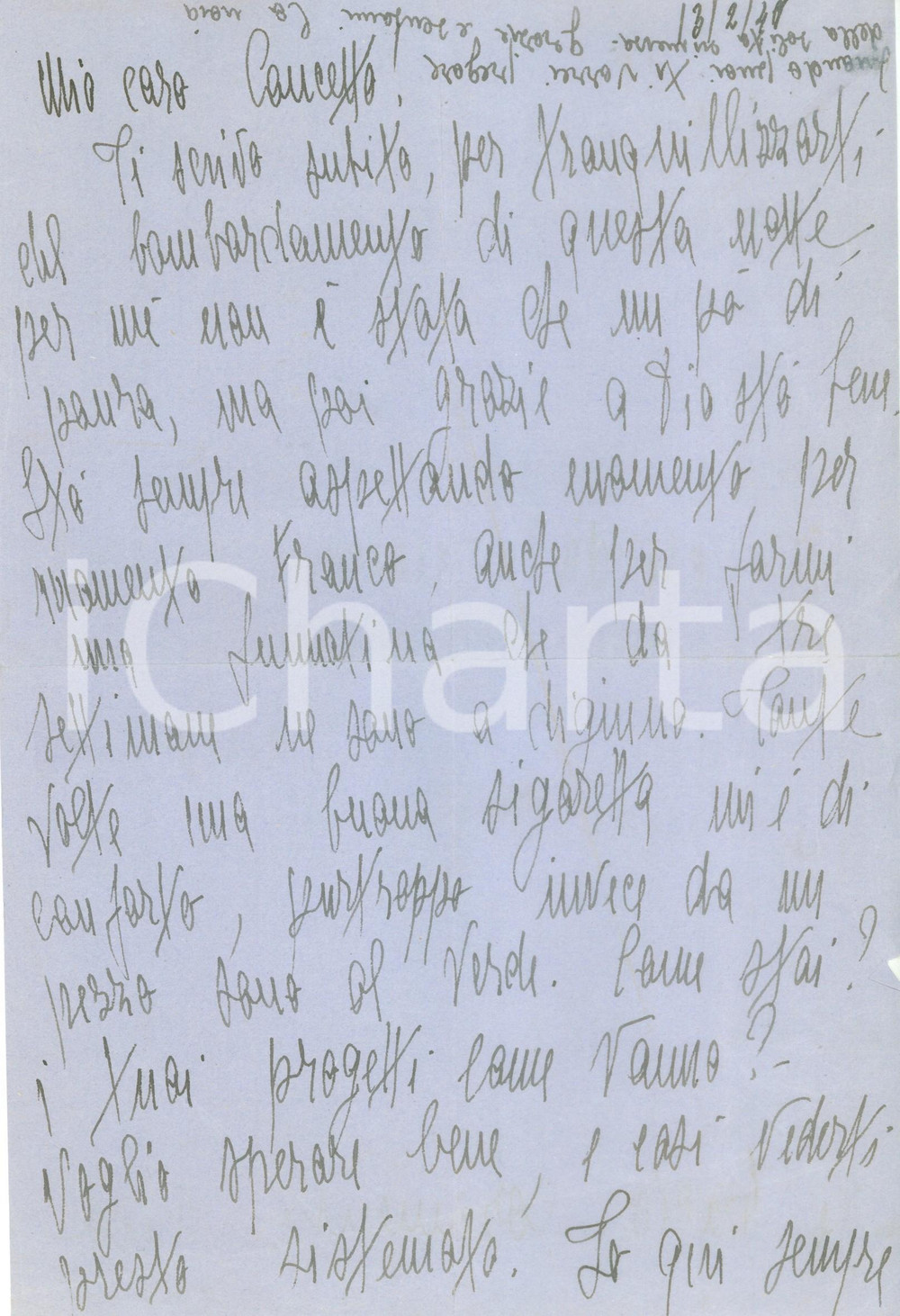 Documento originale, autentico 1941 CATANIA WW2 Il bombardamento ha fatto solo un po  di paura Lettera 1