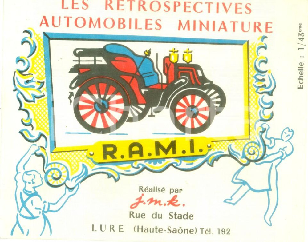 Materiale pubblicitario d’epoca 1970 ca LURE F Les Retrospectives Automobiles Miniatures R.A.M.I. Illustrato 1