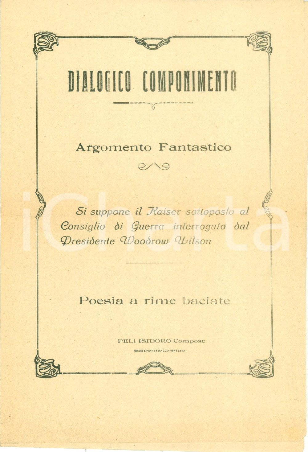 Libro, pubblicazione d epoca 1920 ca Isidoro PELI Il kaiser sottoposto al Consiglio di Guerra Woodrow WILSON 1