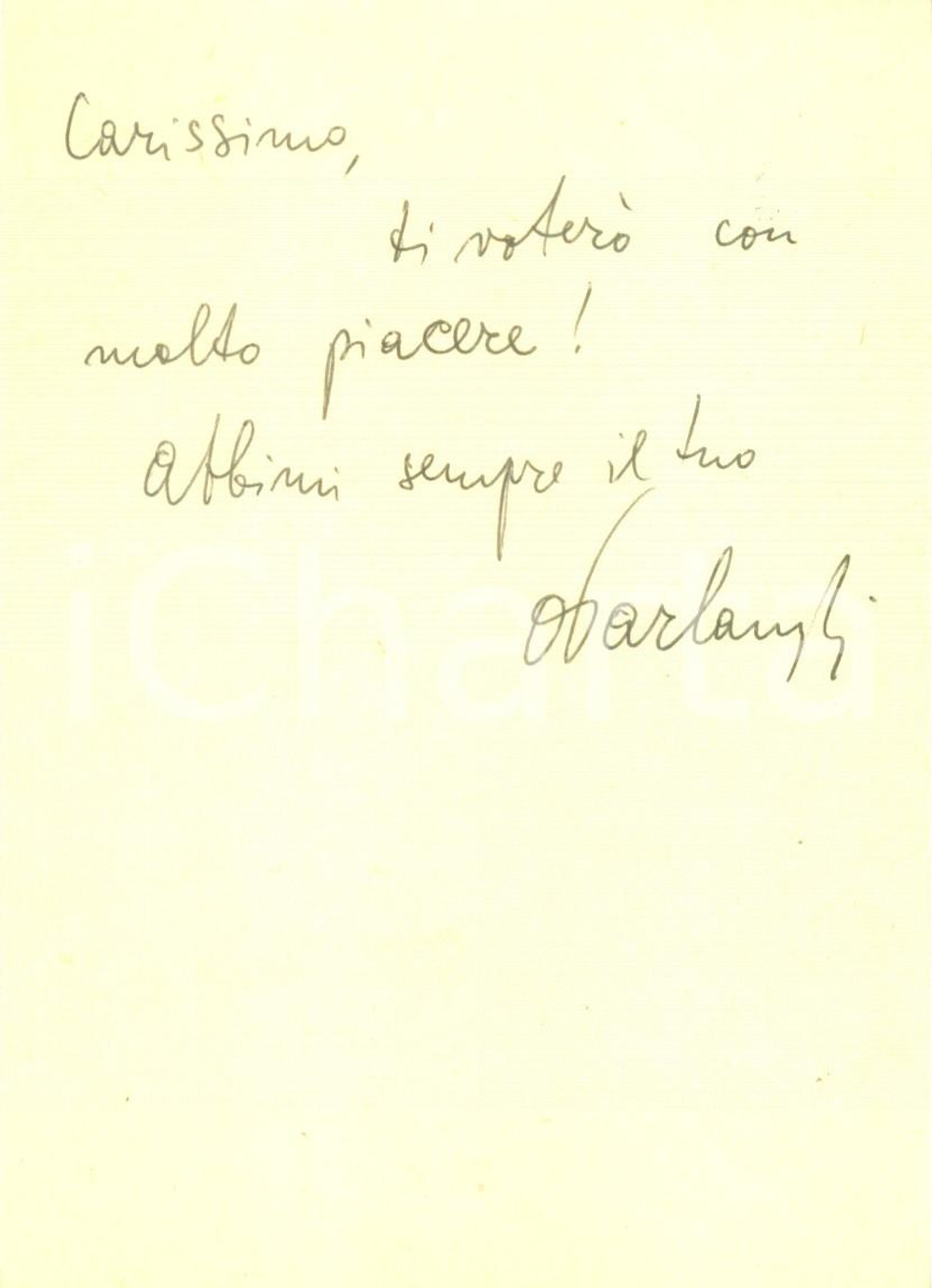 Autografo originale 1967 BRINDISI Linguista oronzo PARLANGELI saluta Mario BENDISCIOLI AUTOGRAFO 1