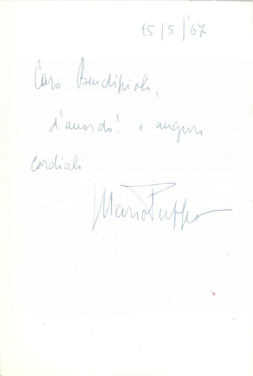 Autografo originale 1967 PADOVA Filologo Mario PUPPO cartolina postale autografa 1