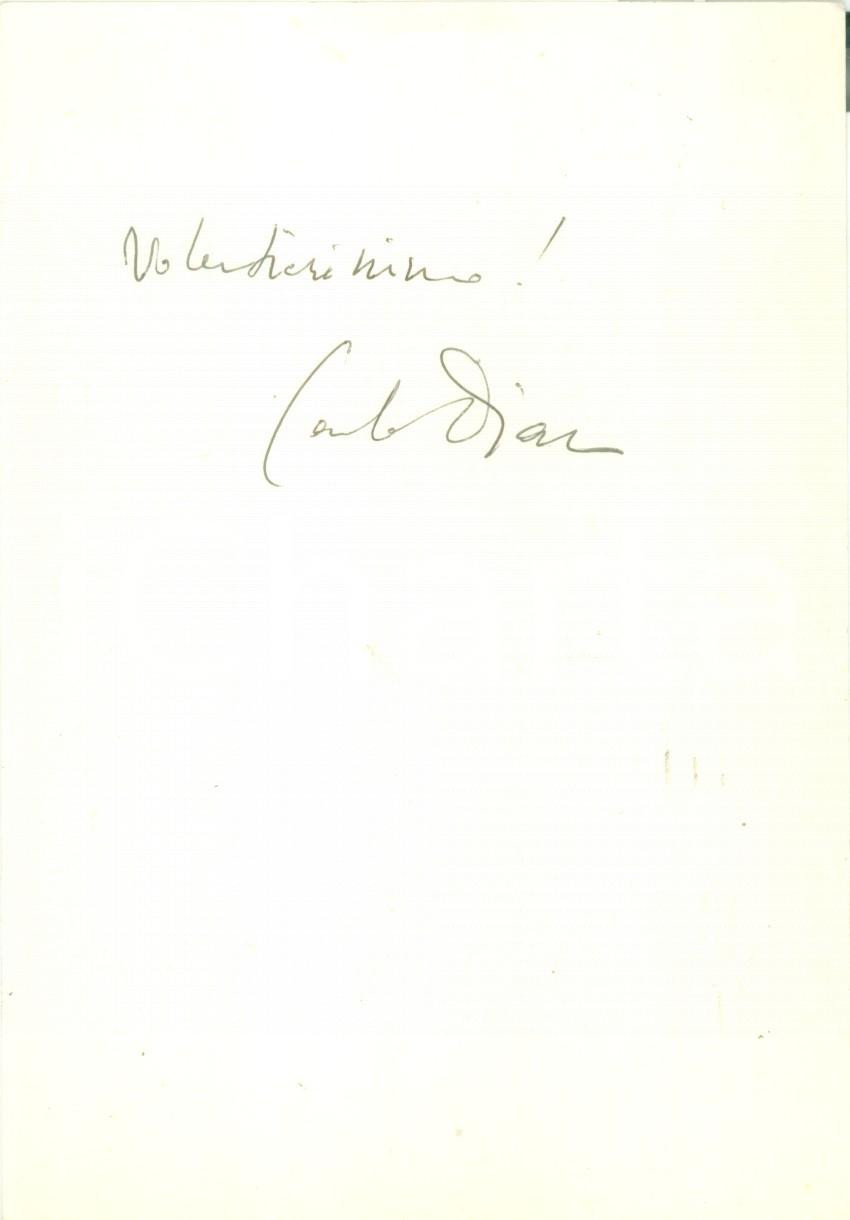 Autografo originale 1967 PADOVA Filologo Carlo DIANO Cartolina postale autografa 1