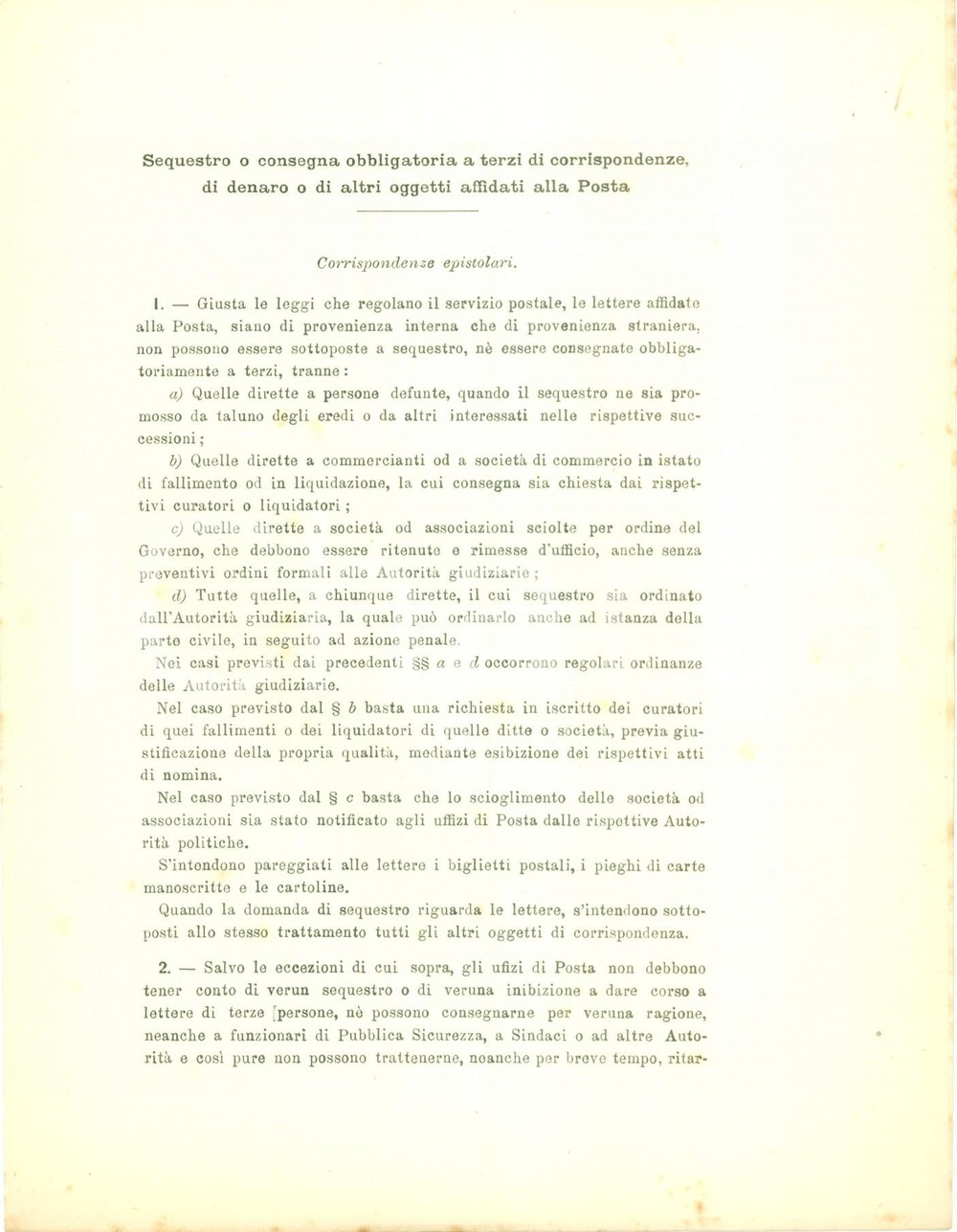 Documento originale, autentico 1896 ROMA Sequestro di corrispondenza denaro e oggetti affidati alla POSTA 1