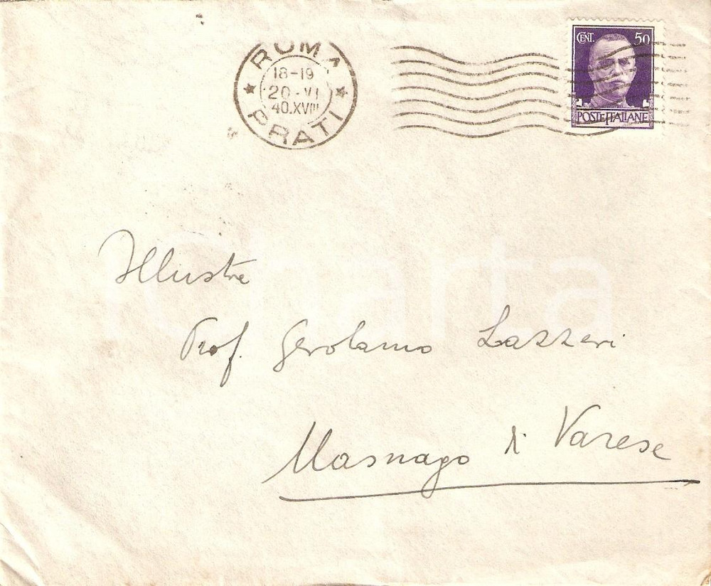 Documento originale, autentico 1940 ROMA Reale Accademia d ITALIA Busta intestata viaggiata priva di contenuto 1