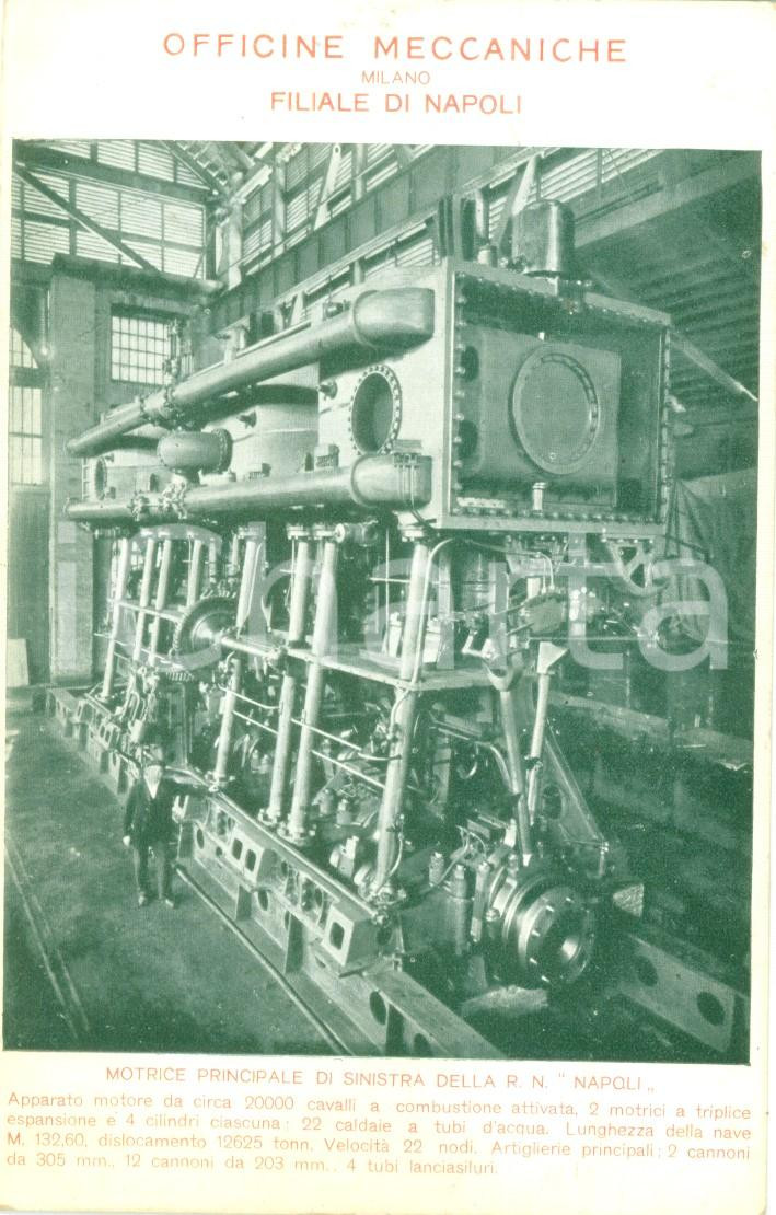 Cartolina originale da collezione 1910 NAPOLI Officine Meccaniche Motore di sinistra Regia Nave NAPOLI Cartolina 1