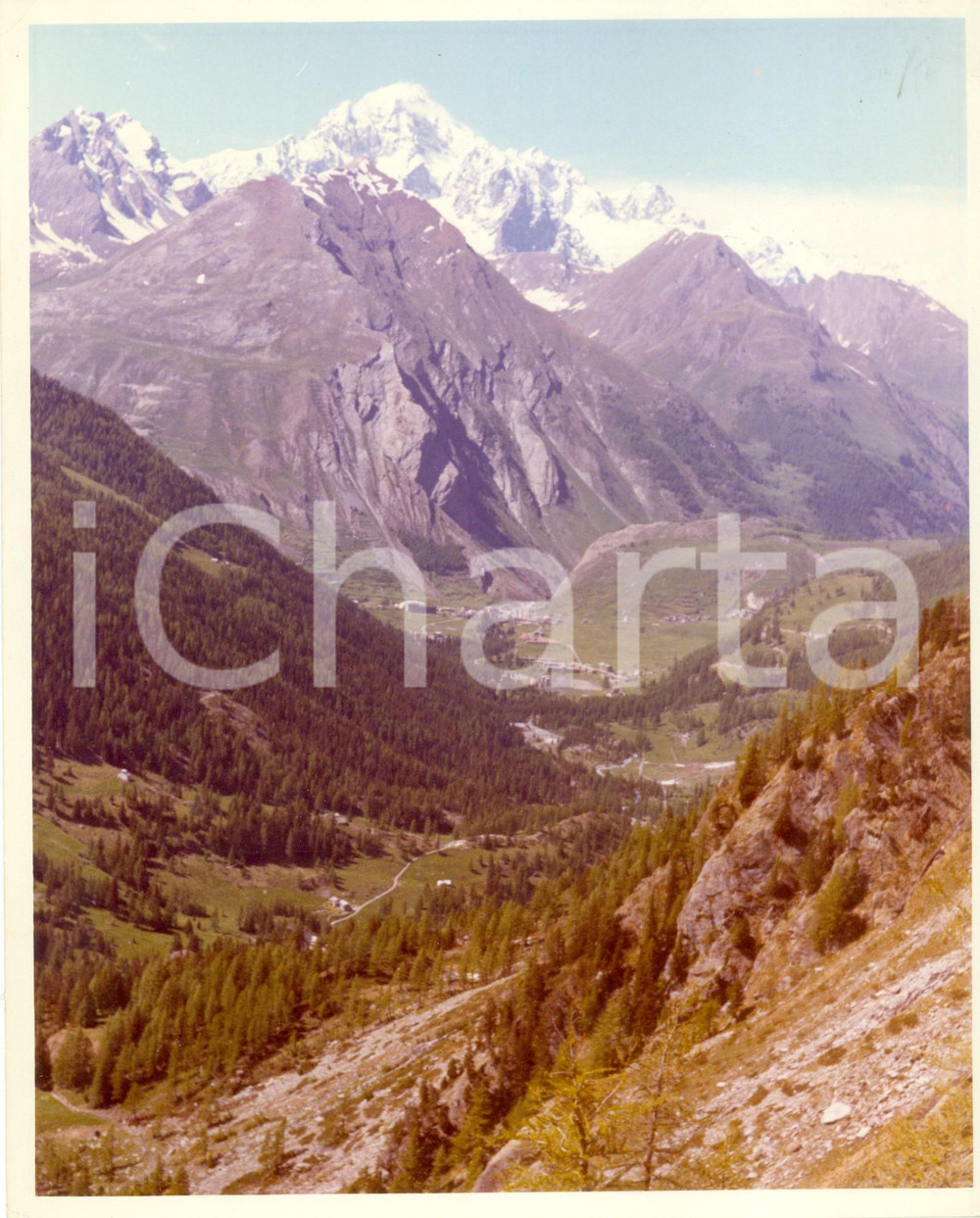 Fotografia d epoca originale 1980 ca VALLE D AOSTA Panorama di una vallata delle BASSE ALPI Fotografia 1