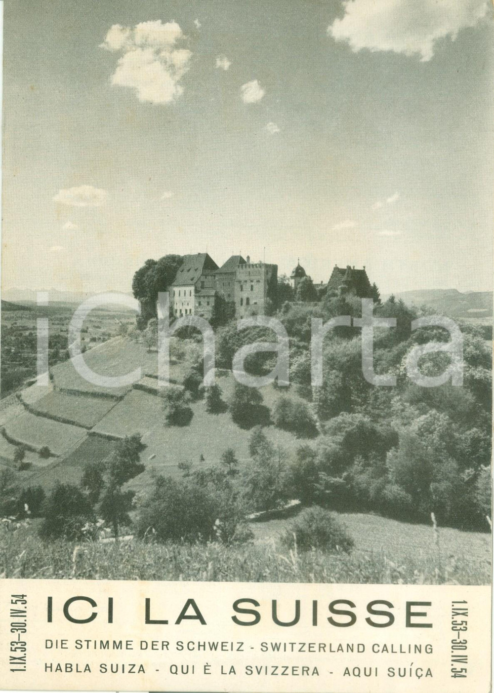 Materiale pubblicitario d’epoca 19531954 SVIZZERA Programmazione estera della Radio Svizzera ILLUSTRATO 1