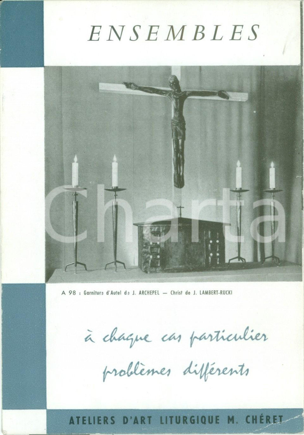 Materiale pubblicitario d’epoca 1950 ca PARIS Ateliers d art liturgique CHERET Opuscolo ILLUSTRATO 1