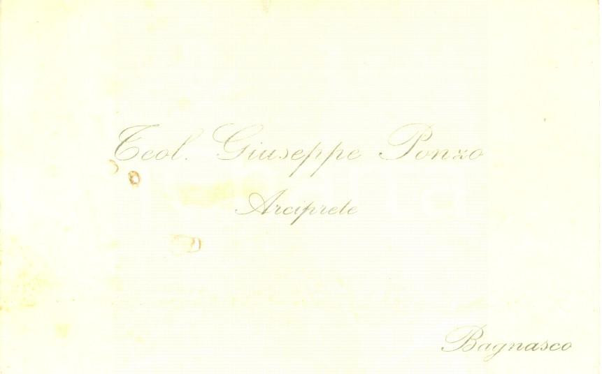 Documento originale, autentico 1915 ca BAGNASCO CN Arciprete Giuseppe PONZO Biglietto da visita 1