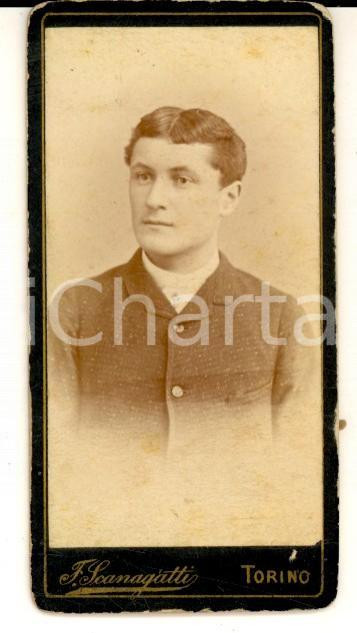 Fotografia d epoca originale 1880 ca TORINO Ritratto di giovane uomo Fotografia F. SCANAGATTI 1