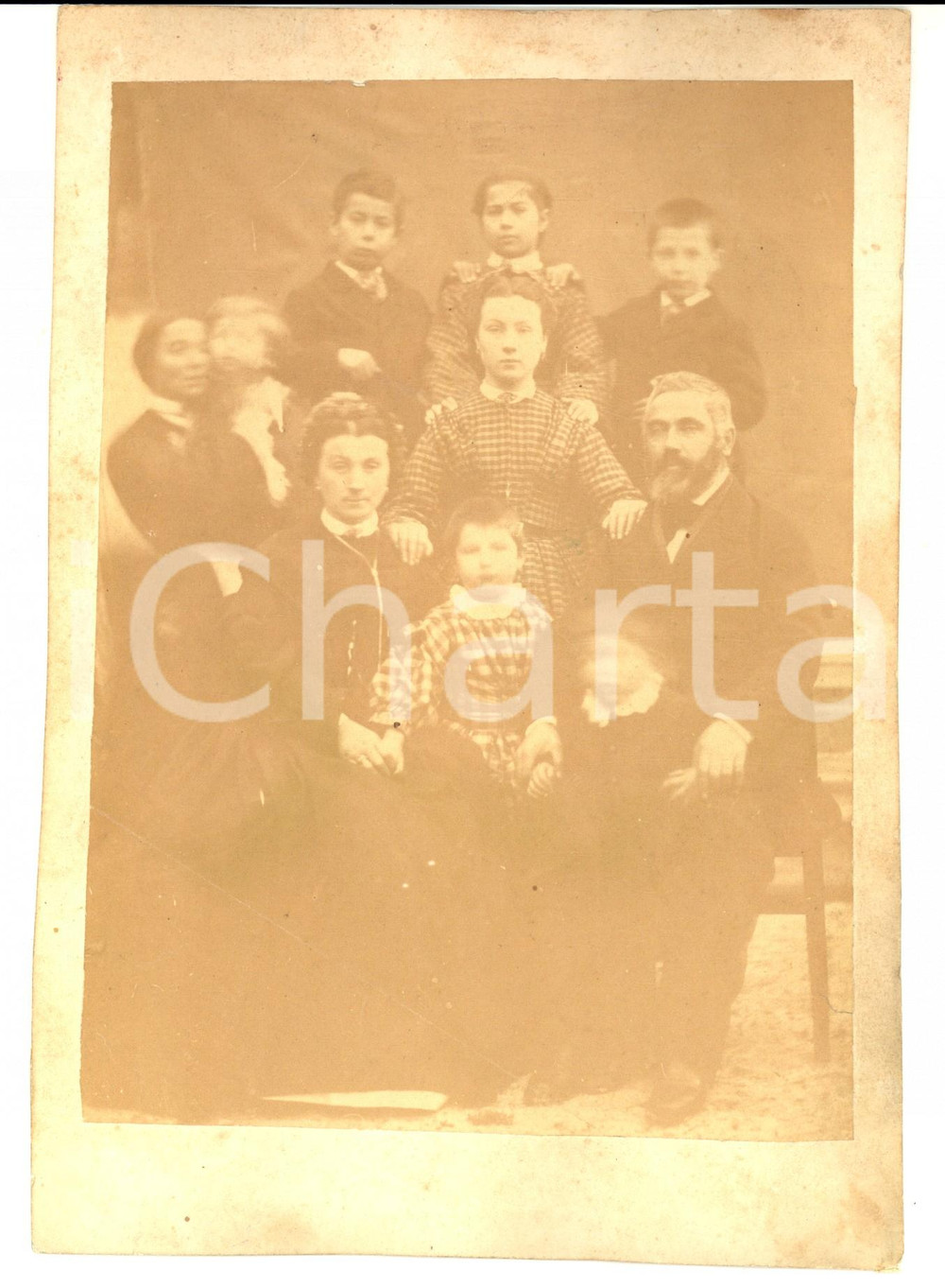 Fotografia d epoca originale 1900 ca FOBELLO VC Fotografia di gruppo familiare Luigi STRAMBO 17x23 cm 1