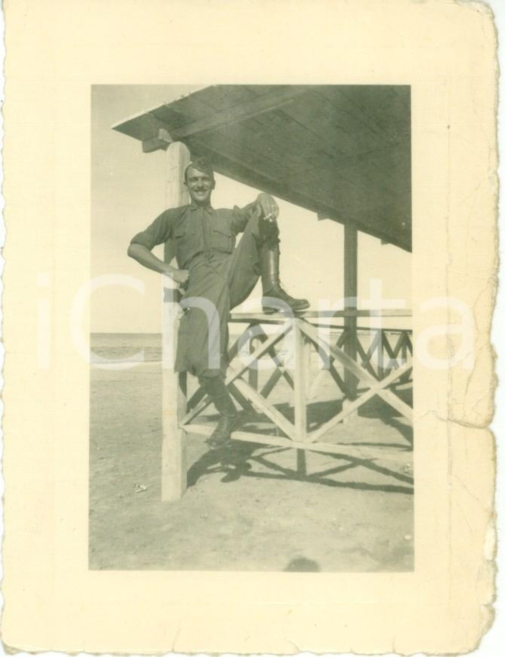 1937 TRIPOLI (LIBIA) Ufficiale coloniale italiano a riposo *Foto DANNEGGIATA