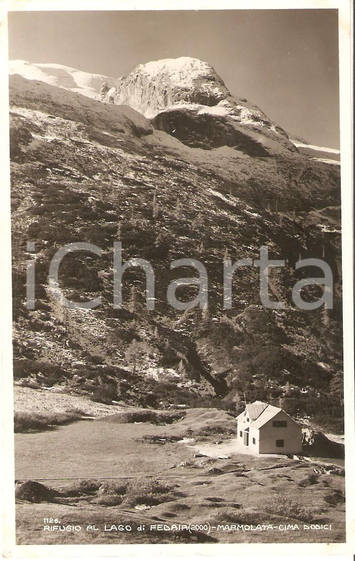 Cartolina originale da collezione 1927 LAGO DI FEDAIA Panorama  Timbro Guida Alpina Antonio IORI Cartolina FP NV 1