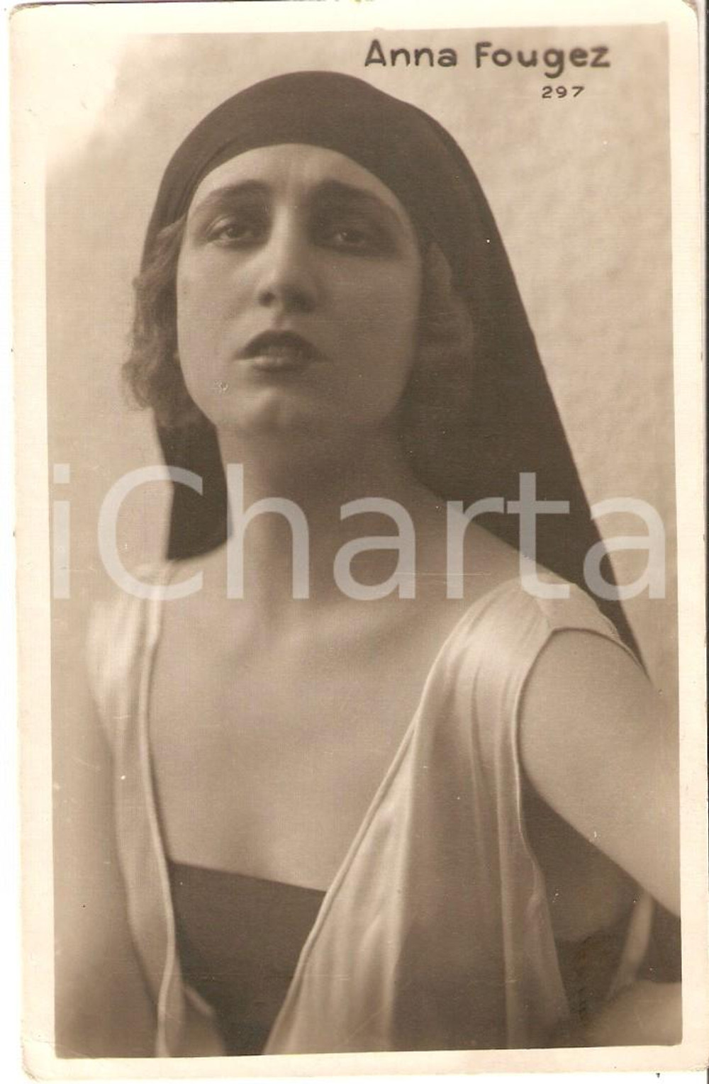 Cartolina originale da collezione 1925 ca CINEMA Attrice Anna FOUGEZ Ritratto con velo Cartolina FP NV 1
