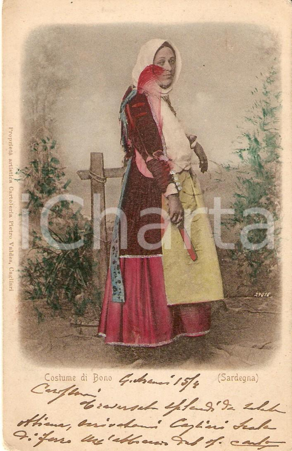Cartolina originale da collezione 1902 BONO SS Ragazza con costume tradizionale Cartolina FP VG 1