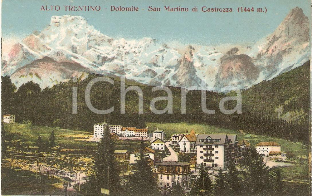 Cartolina originale da collezione 1935 ca SAN MARTINO DI CASTROZZA TN Panorama con Dolomiti Cartolina FP NV 1