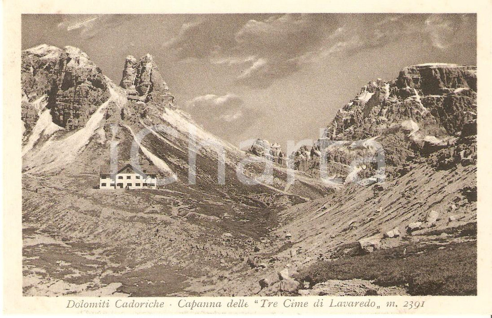 Cartolina originale da collezione 1930 ca DOLOMITI CADORICHE Capanna delle Tre Cime di Lavaredo Cartolina FP NV 1