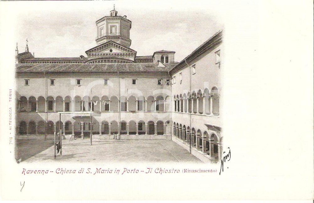 Cartolina originale da collezione 1910 ca RAVENNA Chiostro della Chiesa di SANTA MARIA IN PORTO Cartolina FP NV 1