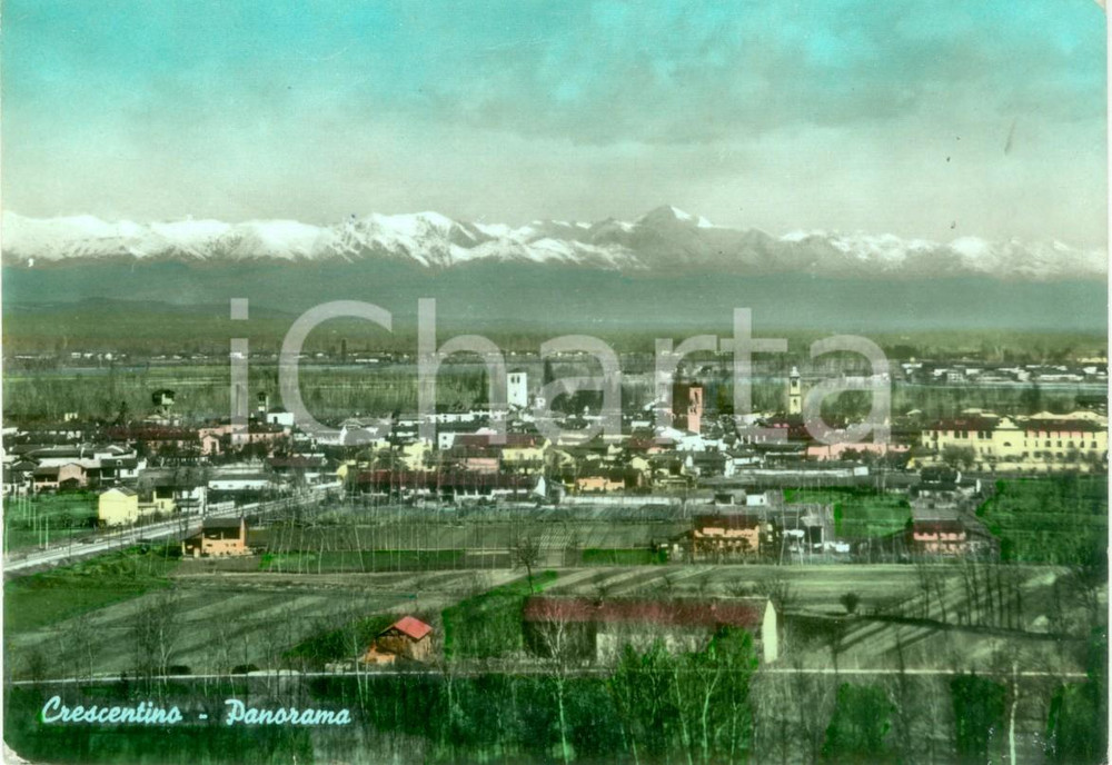 Cartolina originale da collezione 1962 CRESCENTINO VC Panorama della cittÃ  Cartolina DANNEGGIATA FG VG 1