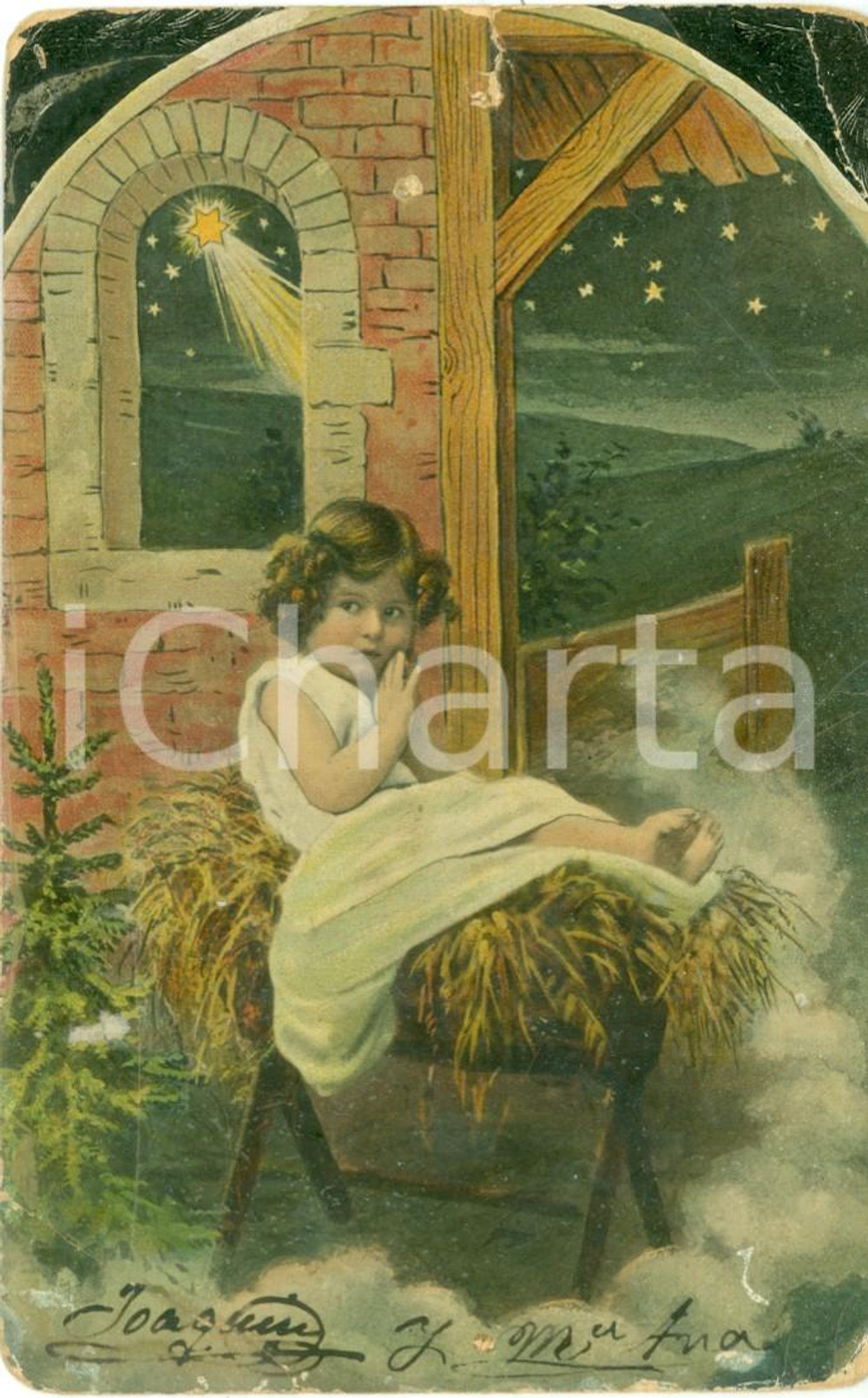 Cartolina originale da collezione 1908 LA HABANA CUBA Auguri di buon anno nuovo Cartolina ILLUSTRATA DANNEGGIATA 1