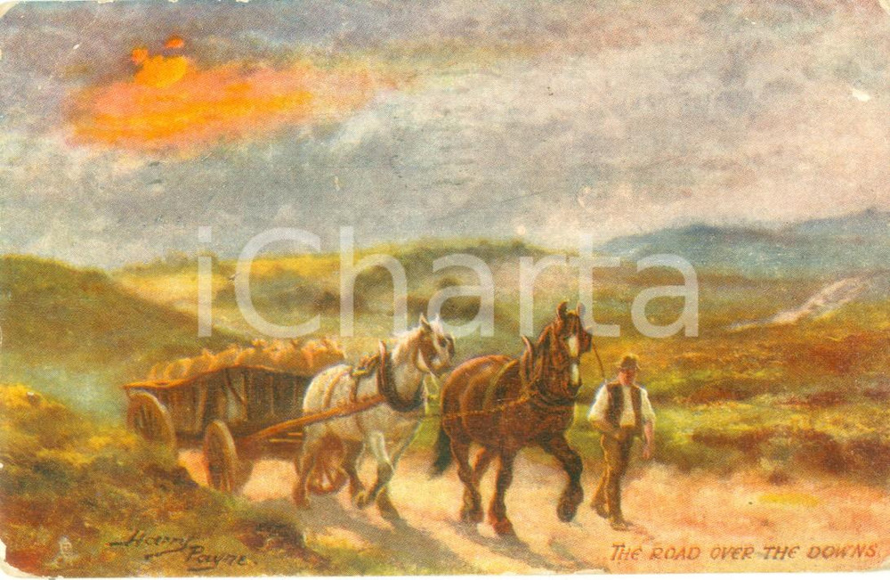 Cartolina originale da collezione 1917 LA HABANA CUBA The Road over the Downs Pittore PAYNE Cartolina FP VG 1