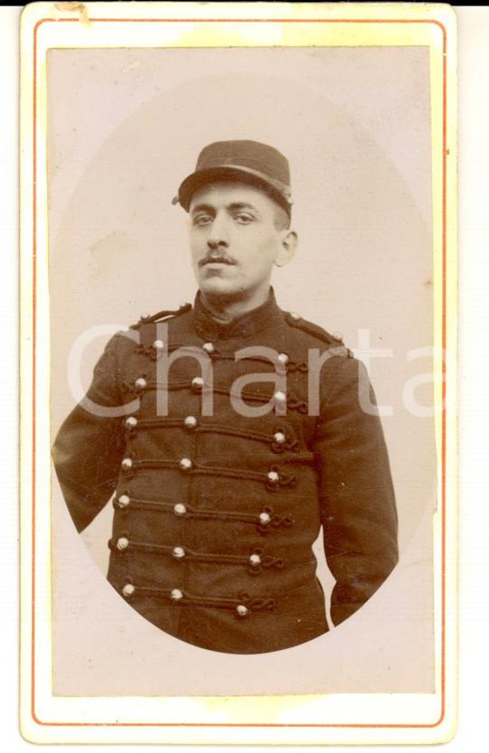 Fotografia d epoca originale 1880 ca FRANCE ARMEE DE TERRE Portrait de soldat d artillerie Photo CDV 1
