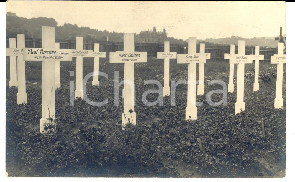 Fotografia d epoca originale 1915 ca WW1 FRANCE Cimetière de guerre  Bataille des FRONTIERES Photo 1