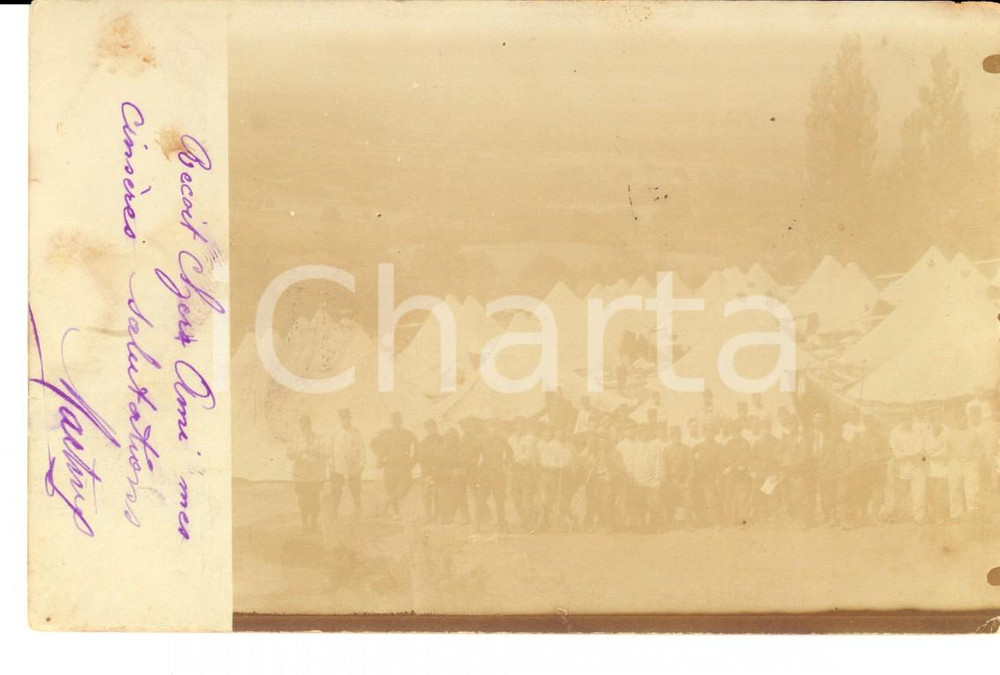 Fotografia d epoca originale 1903 CHARPEY DROME, France Militari in esercitazione davanti all accampamento 1
