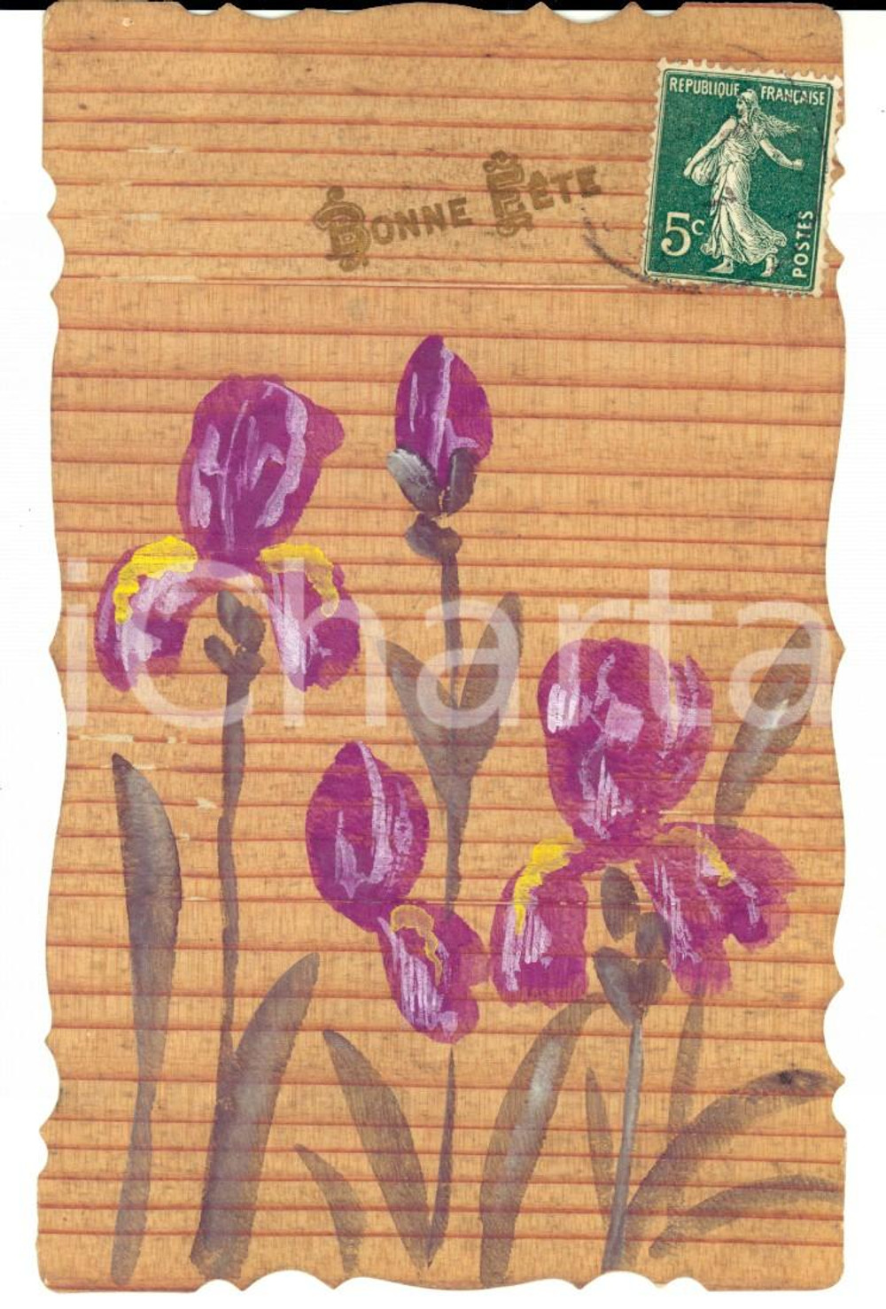 Cartolina originale da collezione 1910 ca FRANCIA Cartolina augurale compleanno con violette DIPINTA A MANO 1