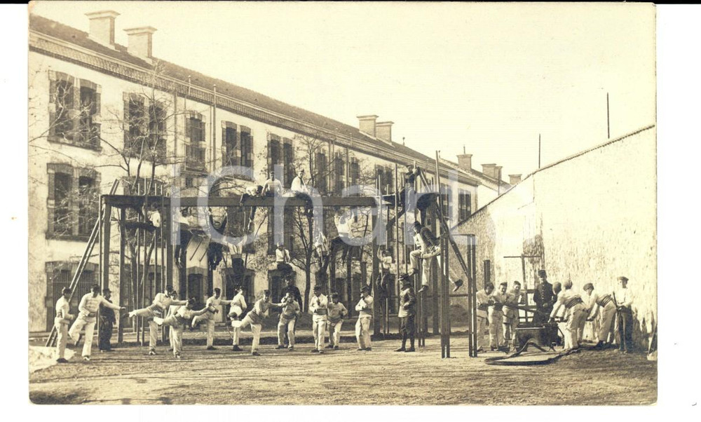 Fotografia d epoca originale 1910 ca WW1 FRANCE Esercitazione degli allievi di una scuola militare Foto 1