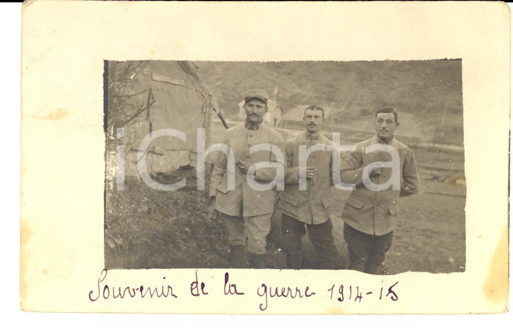 Fotografia d epoca originale 1915 WW1 PARIS ? Soldats 9e RÃ©giment Infanterie  Souvenir de la guerre Photo 1