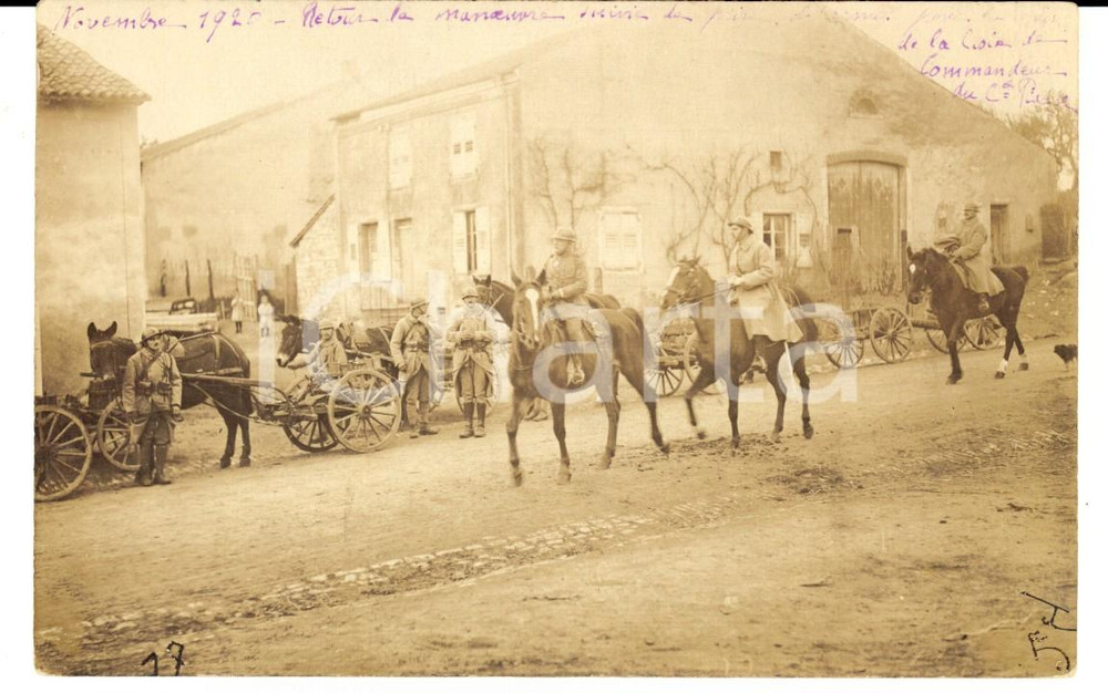 Fotografia d epoca originale 1921 MORHANGE F Militari di fanteria rientrano da una manovra Fotografia FP 1