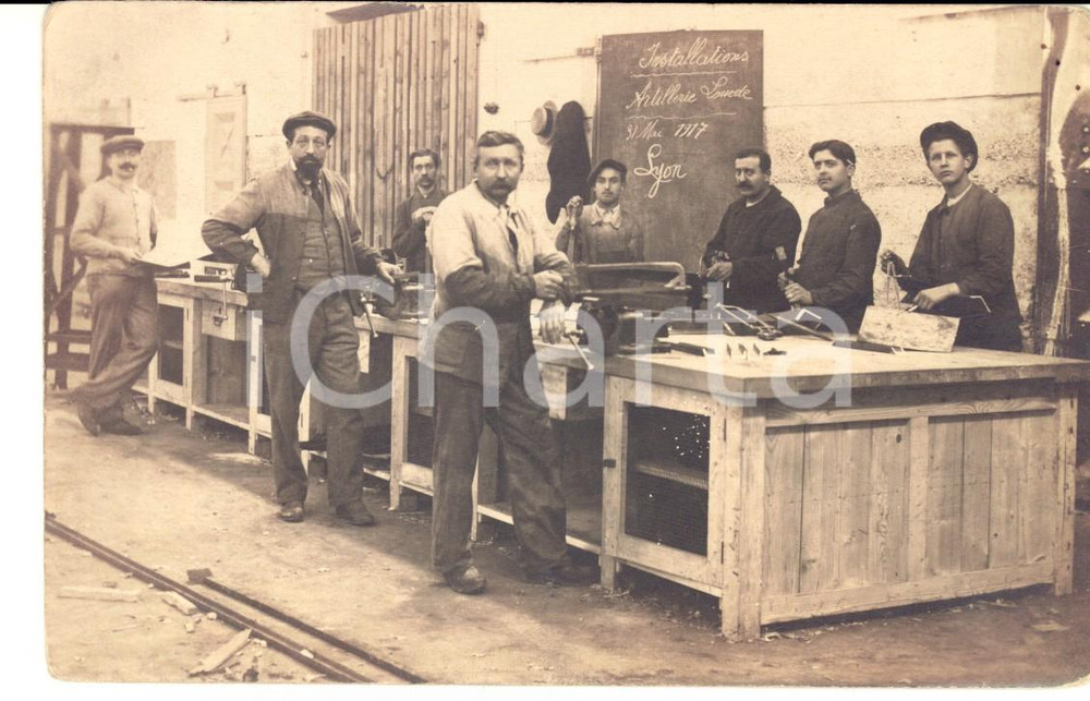 Fotografia d epoca originale 1917 WW1 LYON F Installations d Artillerie lourde Photographie militaire 1