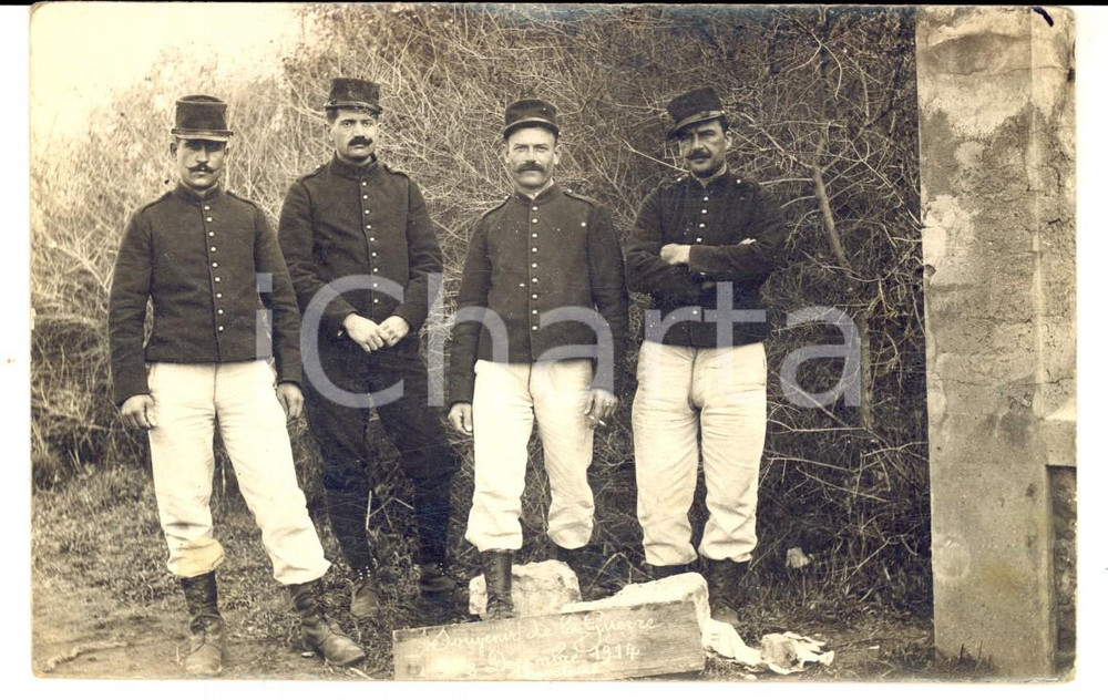 Fotografia d epoca originale 1914 FRANCIA Soldati di fanteria  Drappello di osservatori Foto FP 1