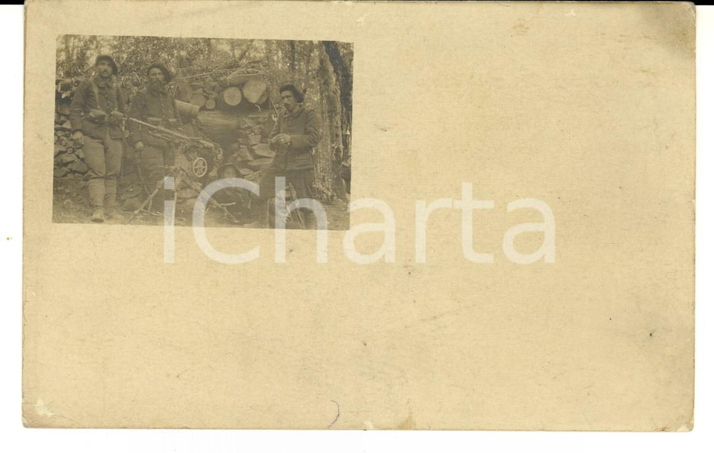 Fotografia d epoca originale 1910 ca FRANCE ARMEE DE TERRE Soldats en observation dans un bois Photo 1