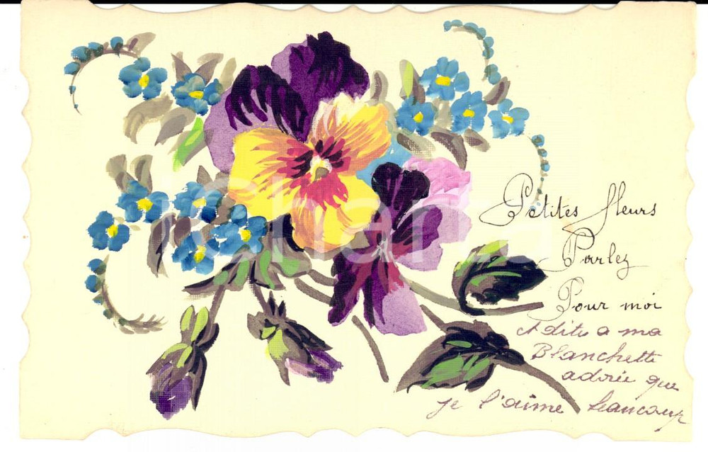 Cartolina originale da collezione 1918 ST. MAURICE FRANCE Cartolina con fiori colorati DIPINTA A MANO 1
