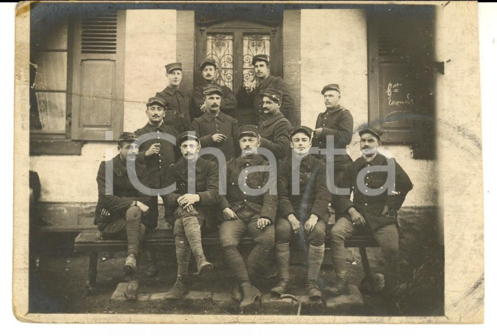 Fotografia d epoca originale 1915 ca WW1 FRANCIA Militari 1Â° reggimento fanteria 8Â° squadrone Foto FP 1