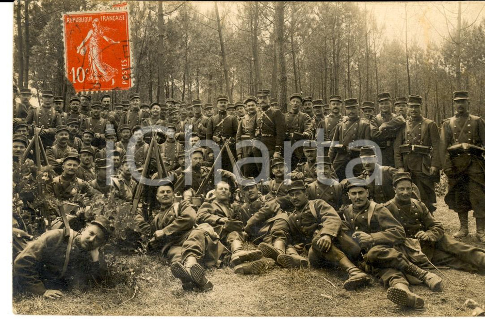 Fotografia d epoca originale 1912 FRANCE Albert LERONDEAU posa con i commilitoni del reggimento Foto FP 1