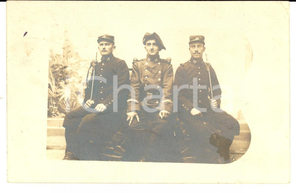 Fotografia d epoca originale 1915 ca WW1 GAP FRANCE Ufficiali del 17Â° reggimento fanteria Foto FP 1