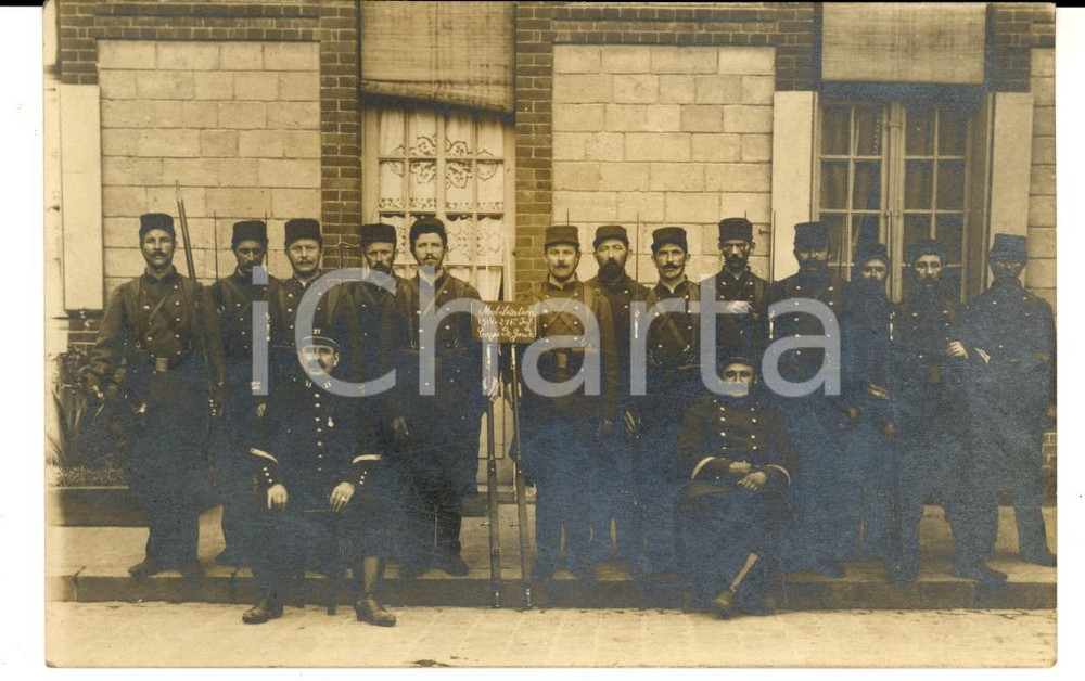 Fotografia d epoca originale 1914 WW1 FRANCE Officiers 21Ã¨me infanterie  Corp de garde Photographie FP 1