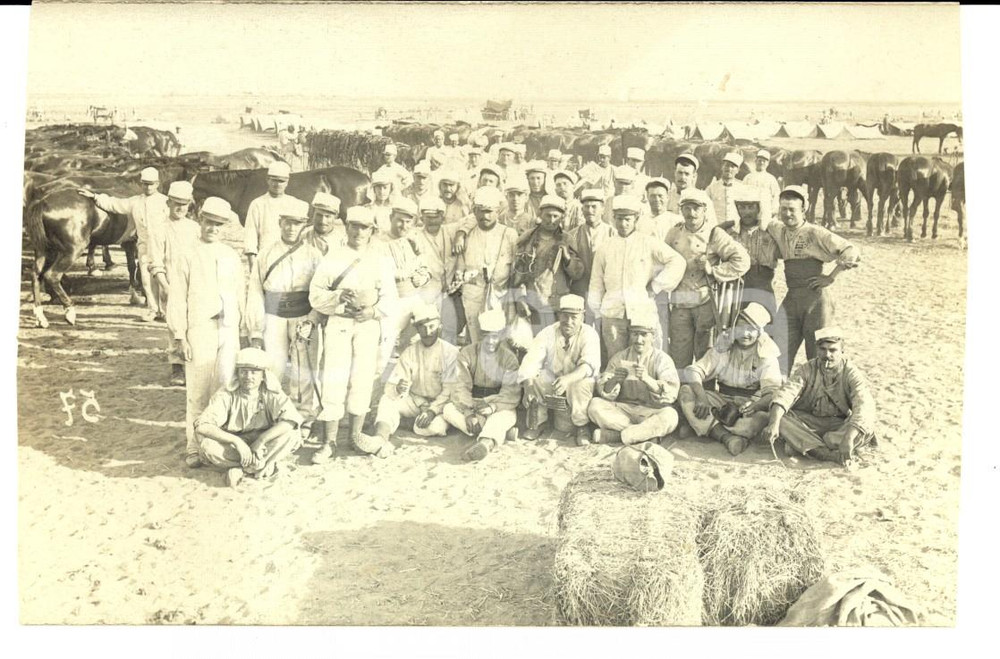 Fotografia d epoca originale 1910 ca TUNISIA Soldati delle truppe coloniali francesi con i cavalli Foto 1